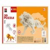 Marabu 0317000000022 Kids 3D Puzzle en Bois Lion 34 pièces env. 19,5 x 13 cm, Marron