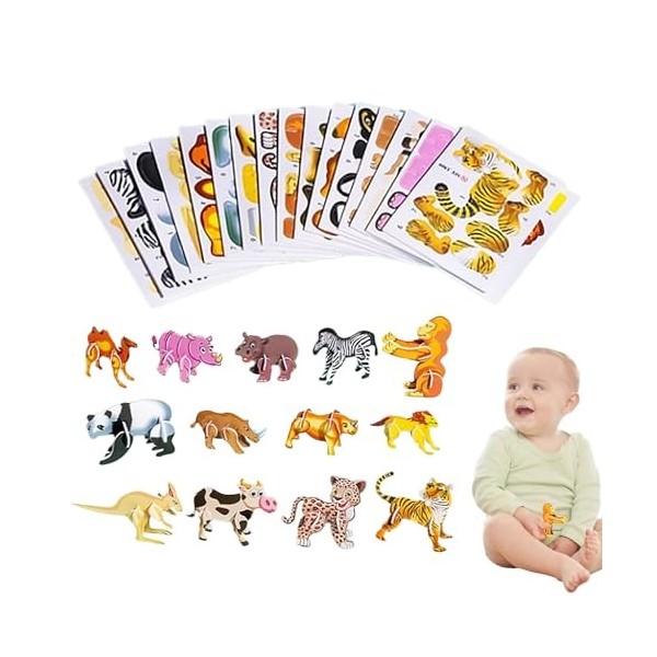 Artisanat de Puzzle pour, Puzzle 3D pour léducation préscolaire,Ensemble de 25 Puzzles en Papier 3D pour pour samuser | Puz