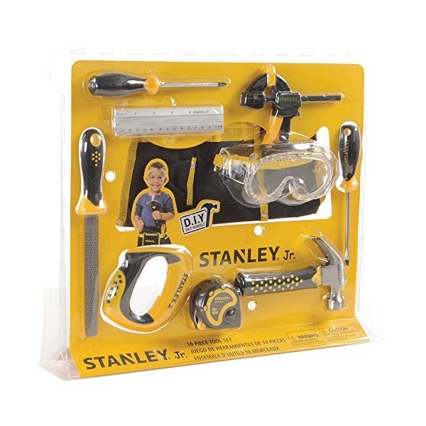 Stanley Jr. 64114 Lot de 10 Outils pour Enfant Jaune/Noir