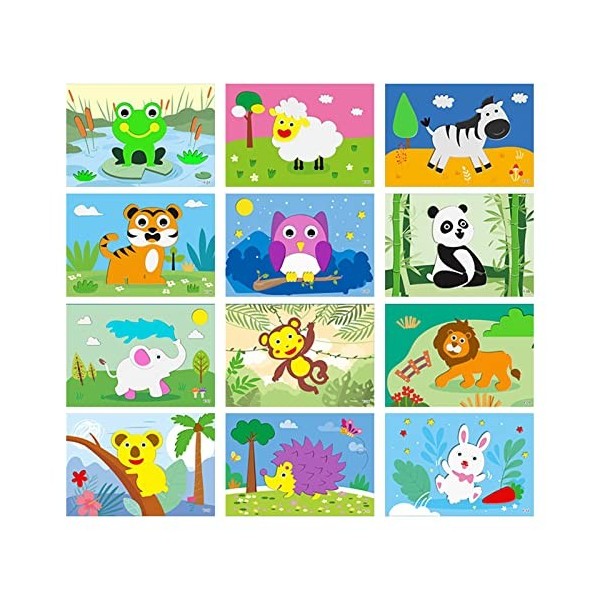 BIOTAT Puzzle danimaux | Puzzle 3D en Mousse autocollante,Jeu Puzzle Auto-adhésif Bricolage pour Filles Animaux Dessin animé