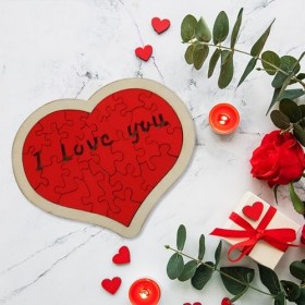 Meiyan Brique de Construction de cœur,Petits Puzzles « Je taime » en Bloc - Petit Puzzle pour Cadeaux de Bricolage en Famill