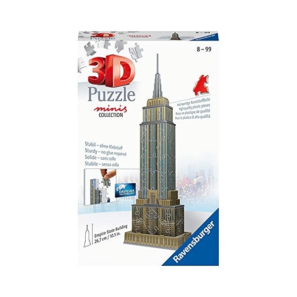 RAVENSBURGER PUZZLE- Heart 3D 11271-Mini Empire State Building-54 pièces-À partir de 8 Ans, 11271, Multicolore