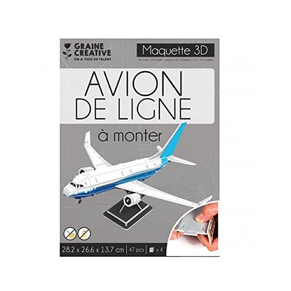 Puzzle 3D maquette - Avion de ligne - 28,2 x 26,6 x 13,7 cm