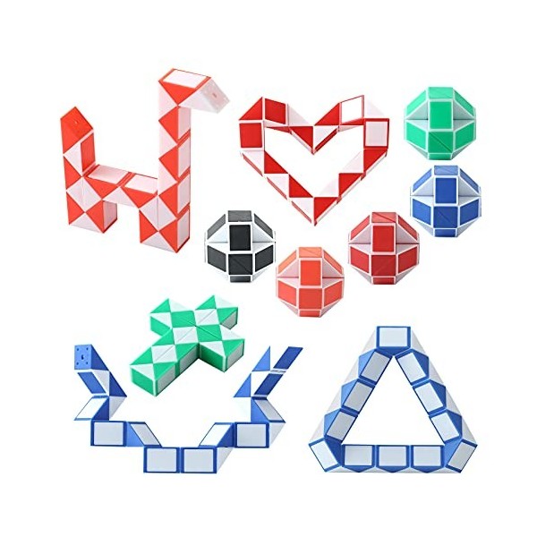 10 Pack 24 Blocks Fidget Snake Cube, Mini Twist Puzzle Toys pour Enfants Party Bag Fillers, Party Favours, Aléatoire Couleur