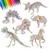 Puzzle 3D à colorier et à construire avec 4 animaux - Favorise lart et lartisanat pour filles et garçons 6 7 8 9 10 11 12 a