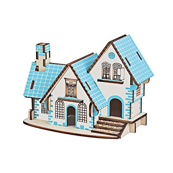 Puzzle 3D En Bois Villa Maison Bâtiment Modèle Maison de Poupée de Collection dEnfant Puzzle Artisanat DIY Jouets Éducatifs 