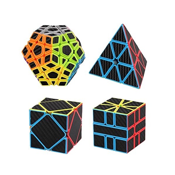 Cube Magique Meilong Moyu Cubing Classroom Fibre de Carbone, adhésif antidérapant avec Rotation Plus Rapide, Facile et Doux, 