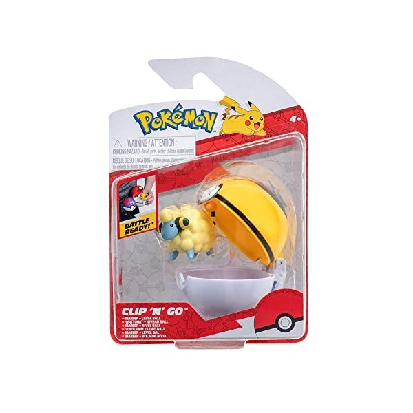 Pokémon PKW3134 – ClipnGo Poké Balls – Igamaro & Poké Ball officiel avec figurine de 5 cm