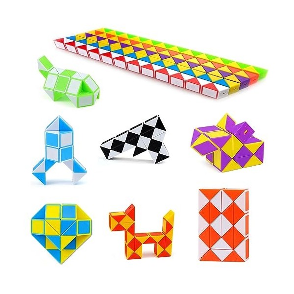 Nutabevr 12 Pièces avec 24 Blocs Serpent Magique Snake Puzzle,Twist Puzzle,Cadeau invité Anniversaire pour Enfant,Casse Tete 