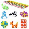 Nutabevr 12 Pièces avec 24 Blocs Serpent Magique Snake Puzzle,Twist Puzzle,Cadeau invité Anniversaire pour Enfant,Casse Tete 