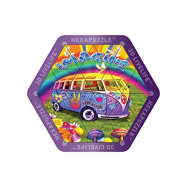 3D LiveLife Hexapuzzle - paix Van. 3D campeur lenticulaire Van Puzzle avec 24 morceaux magnétiques ! Chaîne magnétique de puz