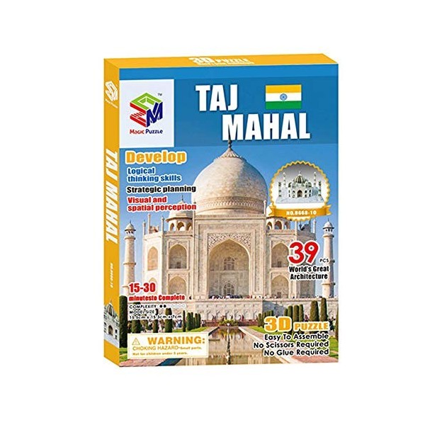 KingbeefLIU Puzzle 3D World Puzzle World Construction Modèle Kit DIY Loisirs créatifs Jouet éducatif 01 Taj Mahal 