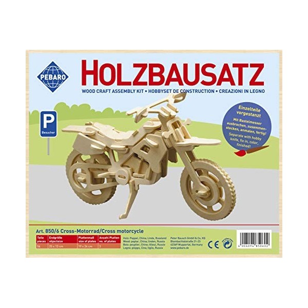 Donau Elektronik- Tiere Wood Design Cross Moto, M850-6, Multicolore