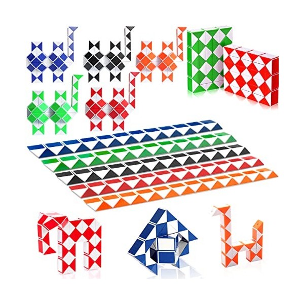 Serpent Magique, Snake Puzzle Cube, Mini Magic Snake, 24 Blocs Magic Cube de Serpent Twist Puzzle, Jouets Mini Cubes de Vites