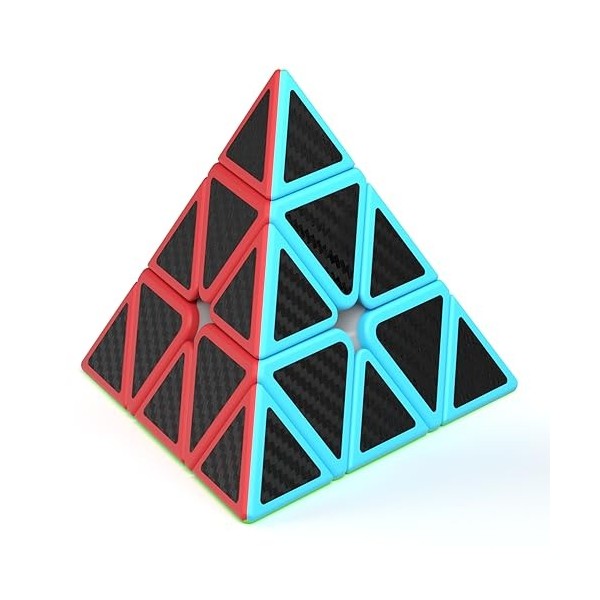Vdealen Cube Magique Pyraminx Cube Puzzle Pyramide Jouet de Voyage à Torsion Rapide et Lisse pour Les Enfants Kohlefaser-Aufk