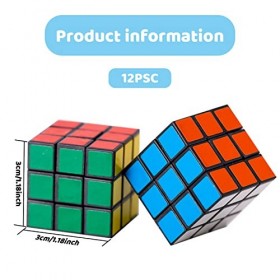 Lot de 12 mini cubes magiques, 3 x 3 x 3 cm, mini cubes de fête, jouets magiques, cadeaux, idéal comme petit cadeau danniver