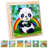 JOKILY Cube dimages en bois 3D - Puzzle de cubes en bois avec 16 cubes - Jouet en bois pour enfants à partir de 2 à 3 4 ans 