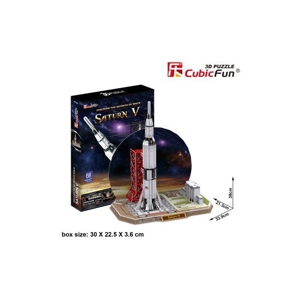 Puzzle 3D 68 pièces : Saturne V Rocket