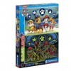 Clementoni- Paw Patrol Supercolor Glowing Lights-PatPatrouille-104 Pièces, Enfants 6 Ans, Puzzle Dessin Animé-Fabriqué en It