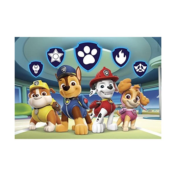 Clementoni- Paw Patrol Supercolor Glowing Lights-PatPatrouille-104 Pièces, Enfants 6 Ans, Puzzle Dessin Animé-Fabriqué en It