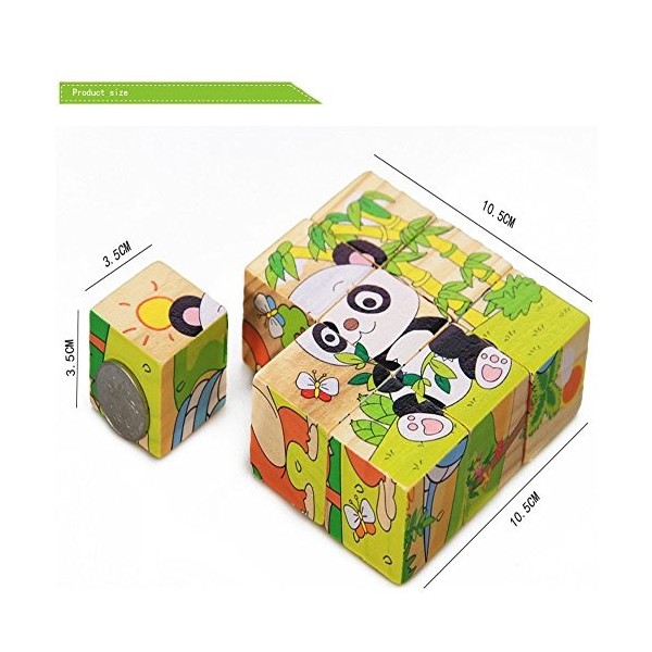 OFKPO Animal Forest Cube Bois Bloquer Puzzles, Puzzle de Développement Jouets Educatifs de Puzzle Bois Puzzle 3D Multicolore