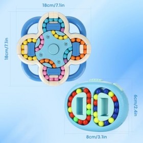 Hojalis Jouets de Haricots Magiques, 2 Pièces Haricots Magiques Tournants, Puzzle 3D Doigt Rotatif, Cube Magique Rotation pou