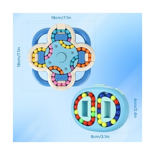 Hojalis Jouets de Haricots Magiques, 2 Pièces Haricots Magiques Tournants, Puzzle 3D Doigt Rotatif, Cube Magique Rotation pou