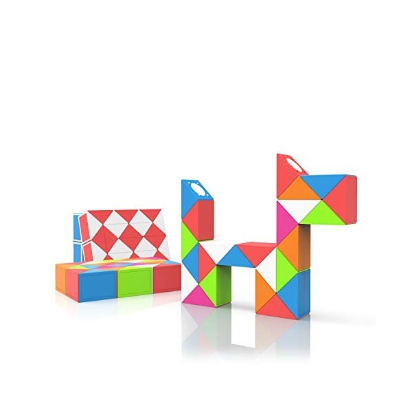 ROXENDA Serpent Magique avec 24 Blocs, Magic Snake Cube Twist Puzzle - Jeux de Puzzles 3D Fidget Cube Serpent Magique Cadeau 