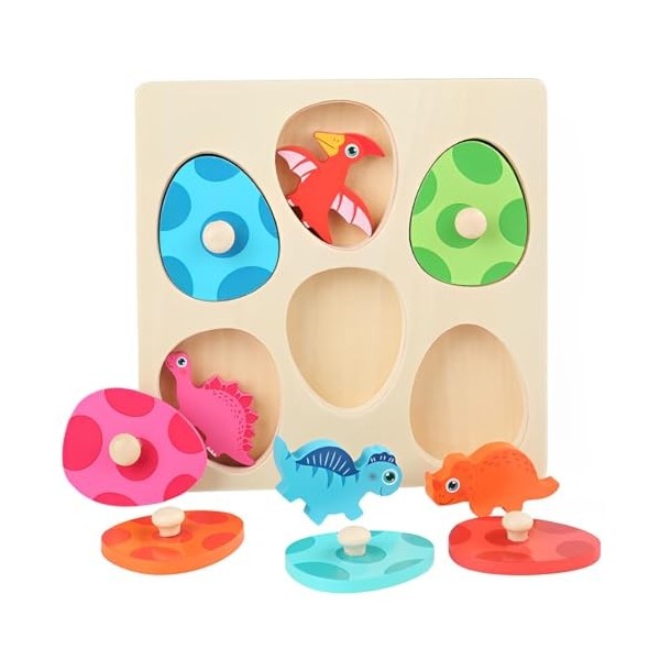 PTooTP Puzzle en Bois, Jeux Bebe, Puzzle à Encastrements pour Bébé, Jouets Montessori pour Les Tout-Petits de 1 2 3 Ans, Jeu 