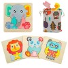 Puzzles en Bois pour Enfant, 4 Pièces Jouet Bébé 3D Puzzles, Jouet Montessori Animaux pour 1 2 3 4 Ans,Puzzle à Encastrements