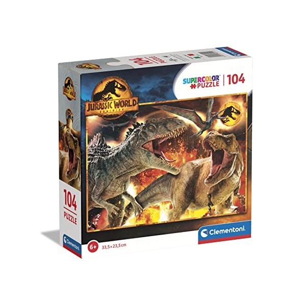 CLEMENTONI Puzzle 104 pièces Jurassic World Super Color, Dès 6 ans
