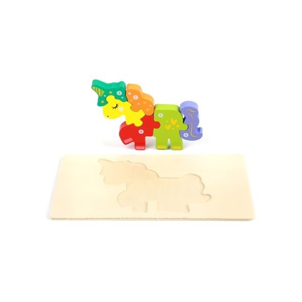 XJYHUE Puzzle en Bois pour Enfants, Jouet Montessori Licorne 3D Puzzles, Puzzle à Encastrements, éducation Jouets Jouets, Jeu