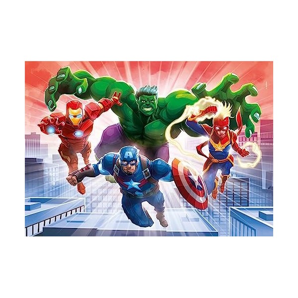 Clementoni- Marvel Avengers Glowing Lights Collection Avengers-104 pièces, 6 Ans Enfant, Puzzle Fluorescent-fabriqué en Itali