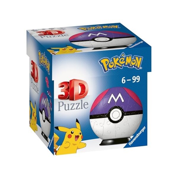 Ravensburger - Puzzle 3D Ball - Master Ball Pokémon - A partir de 6 ans - 54 pièces numérotées à assembler sans colle - A col