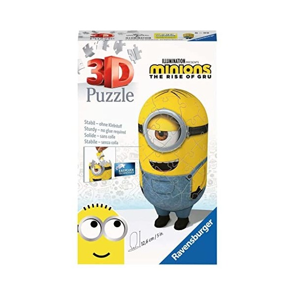 Ravensburger - Puzzle 3D forme 54 p - Minions 2 - 54 pièces numérotées à assembler sans colle - Support et accessoires de fin