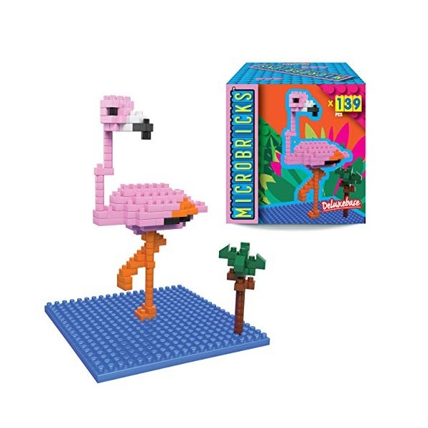 Deluxebase- Microbricks-Flamingo Puzzles 3D, Multicolore 50371 