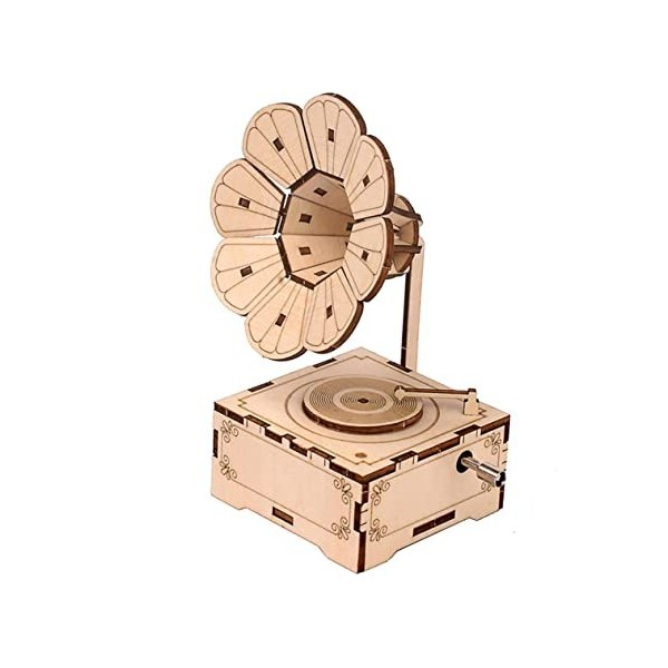 SAFIGLE 1 Jeu Boîte à Musique Bricolage 3D Puzzles Artisanat Gramophone Casse-tête Musical Artisanat De Gramophone Vintage Mo