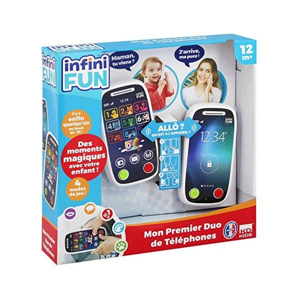 Infini Fun, Mon Premier Duo de Téléphones, jouet déveil éducatif, téléphone Bébé, 12 mois