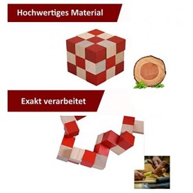 B&Julian® Puzzle en Bois Cube de Serpent 3x3x3 Grand 3D 7,8x7,8x7,8cm pour Enfants Adultes