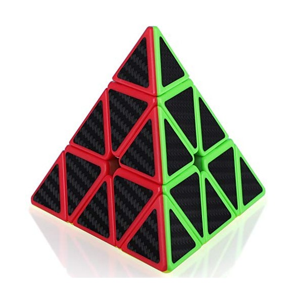 Triangle Pyramide Pyraminx Speed Cube 3x3x3,TOYESS Magic Cube Spécial Compétition Ultra Rapide Cube Autocollant de Carbone Fi