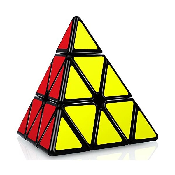 JQGO Pyraminx Cube Triangle Cube, 3x3 Triangle Pyramid Magic Cube Magique Cubo avec Autocollant de PVC pour Enfants et Adulte