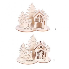 COSSIKA Accessoires de fête Puzzle 3D de noël, Kits de Bricolage, Assemblage de Maison de Village du père noël, modèle de Puz