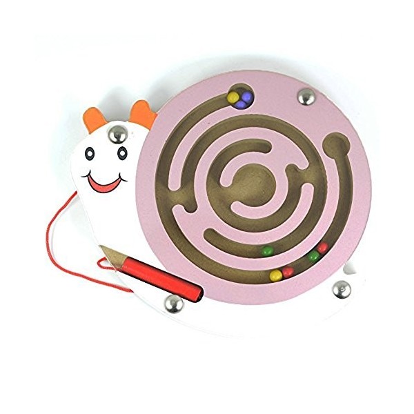 FunnyGoo Animal Mignon Stylo Conduite en Bois Perle Labyrinthe Aimant Labyrinthe pour Enfants Noël Cadeau de Noël, Escargot R