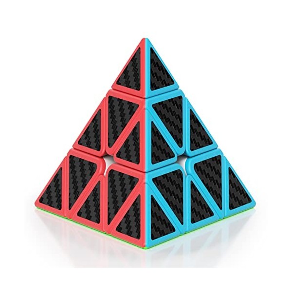 ROXENDA Cube Pyramide, Cube Magique de Triangle 3x3x3. Couleurs Vives Super-durables - Facile à Tourner Fibre de Carbone 