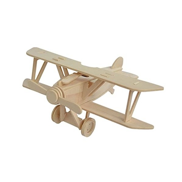 Toyvian Construire des Maquette Bois Avion en Bois Non Fini Miniature en Bois Avion 3D Puzzle en Bois Avion Sculpture Modèle 