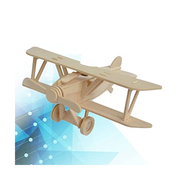 Toyvian Construire des Maquette Bois Avion en Bois Non Fini Miniature en Bois Avion 3D Puzzle en Bois Avion Sculpture Modèle 