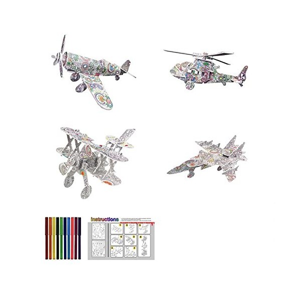 Uposao Puzzle 3D De Colorier Ensemble, DIY Arts Crafts Animal Puzzle Kit, Jeu De Puzzle De Peinture 3D avec 12 Marquer des St