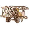 UGEARS Mini-Biplan Puzzle 3D Bois - Maquette Mecanique en Bois a Construire - DIY Puzzle Jouet davion - Casse-tête Ensemble 