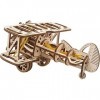 UGEARS Mini-Biplan Puzzle 3D Bois - Maquette Mecanique en Bois a Construire - DIY Puzzle Jouet davion - Casse-tête Ensemble 