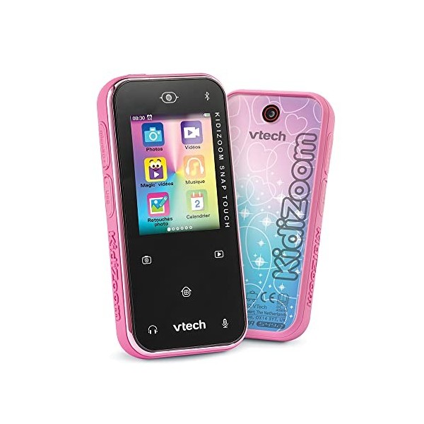 VTech - KidiZoom Snap Touch Rose, Appareil Photo Numérique Portable, Photo, Selfie, Vidéo, Écran Tactile Couleur, Lecteur MP3